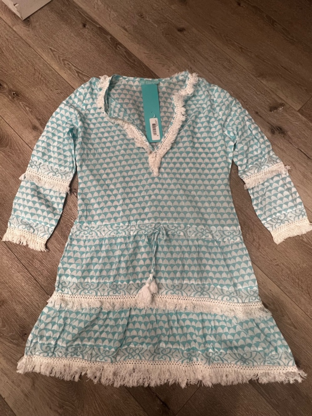 Melissa Odabash Claudia Riveria Celest teal tunic dress swim cover up NWT - Picture 5 of 9